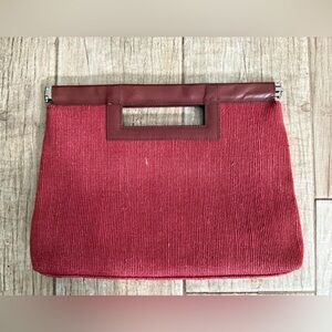 Vintage Y2K Gap Clutch Bag Burgundy Red Woven Jute 90s 2000s